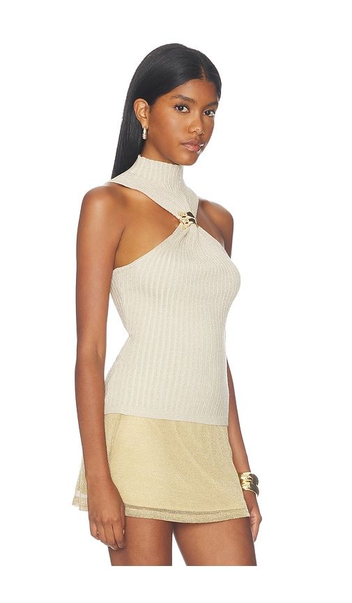 Charlee Knot Front Top in Metallic Neutral. - size L (also in M, S, XS) - superdown - Modalova