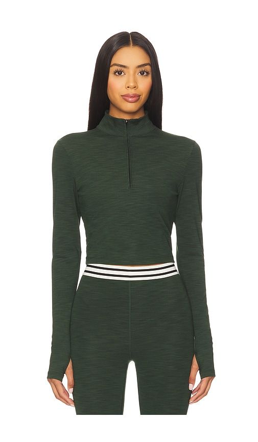 Stevie Active Rib Half Zip Sweatshirt in Dark Green. - size XL (also in XS) - Splits59 - Modalova