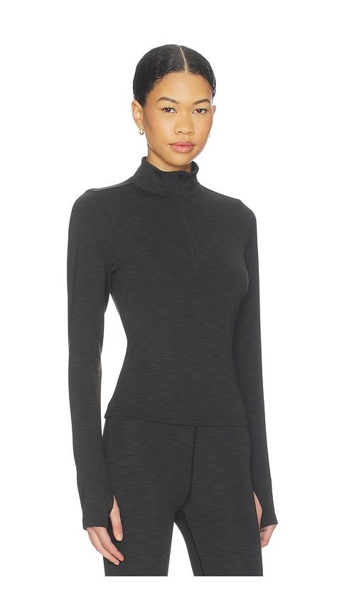 Stevie Active Rib Half Zip Waist Length Top in Black. - size S (also in XS) - Splits59 - Modalova