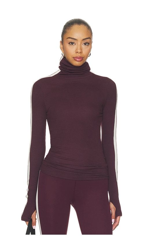 Jackson Rib Full Length Turtleneck Top in Wine. - size L (also in M, S, XL, XS) - Splits59 - Modalova