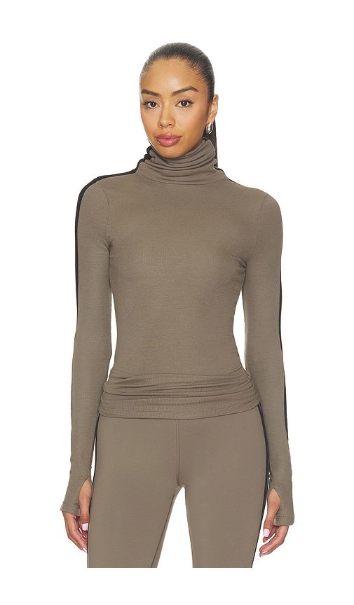 Jackson Rib Full Length Turtleneck Top in Olive. - size S (also in XS, M, L) - Splits59 - Modalova