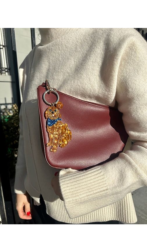 Hand-Painted Goldendoodle Bag Charm + Keychain in Brown - Solar Eclipse - Modalova