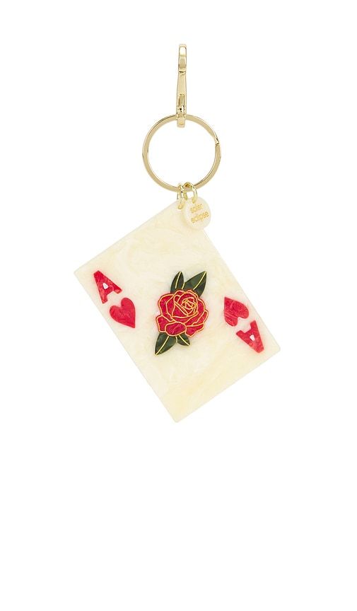 Hand-Painted Ace Of Hearts Bag Charm + Keychain in Neutral - Solar Eclipse - Modalova