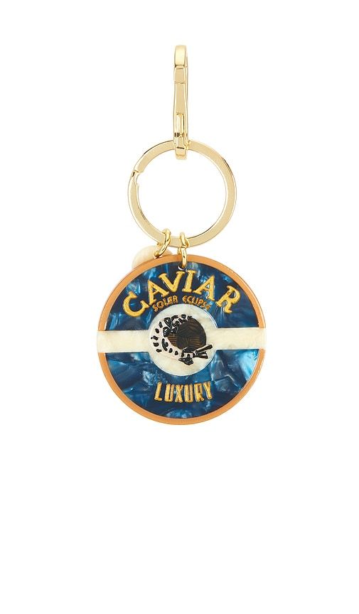 Hand-Painted Caviar Bag Charm + Keychain in Blue - Solar Eclipse - Modalova