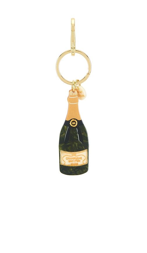 Hand-Painted Champagne Bag Charm + Keychain in Green - Solar Eclipse - Modalova