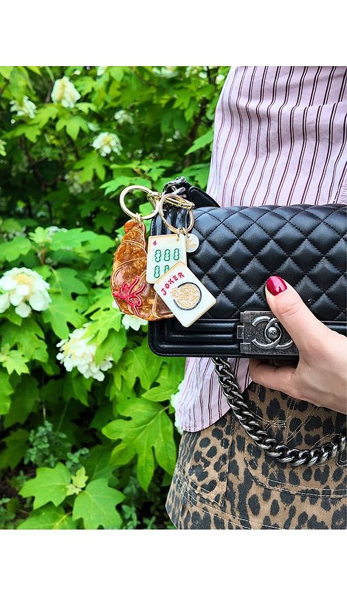 Hand-painted Mahjong Bag Charm + Keychain in Beauty: Multi - Solar Eclipse - Modalova