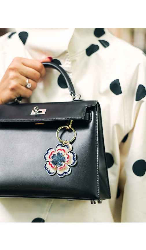 Hand-Painted Americana Flower Bag Charm & Keychain in - Solar Eclipse - Modalova