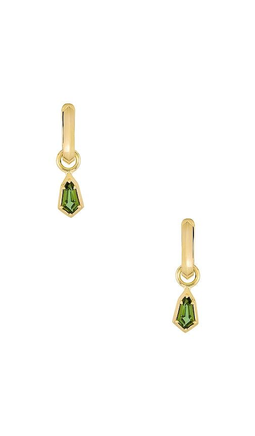 Knife Edge Shield Drop Hoop Earrings in Metallic Gold - STONE AND STRAND - Modalova