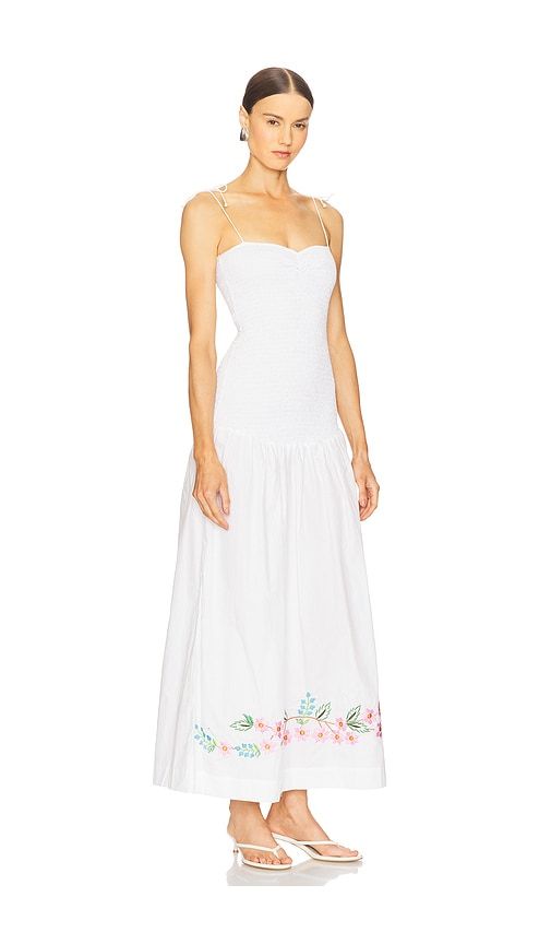 Shirred Embroidered Drop Hem Maxi Dress in White. - size L (also in S, XS) - SWF - Modalova