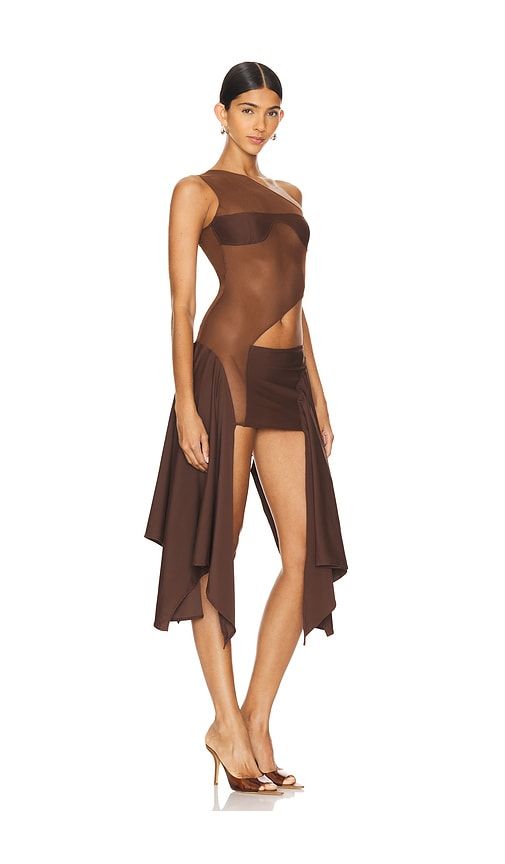 X REVOLVE Tricot Mesh Dress in Brown. - size L (also in S) - Sketch-Y - Modalova