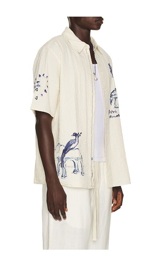 Delfts Blauq Worked Out Relaxed Fit Short Sleeved Shirt in Ivory. - size L (also in S) - Scotch & Soda - Modalova