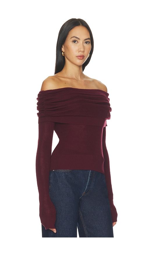 Light Merino Off Shoulder Sweater in Burgundy. - size M (also in L) - Susana Monaco - Modalova
