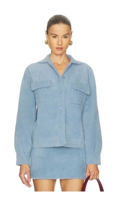 Fuzzy Sweater Cargo Jacket in Baby Blue. - size M (also in S) - Susana Monaco - Modalova