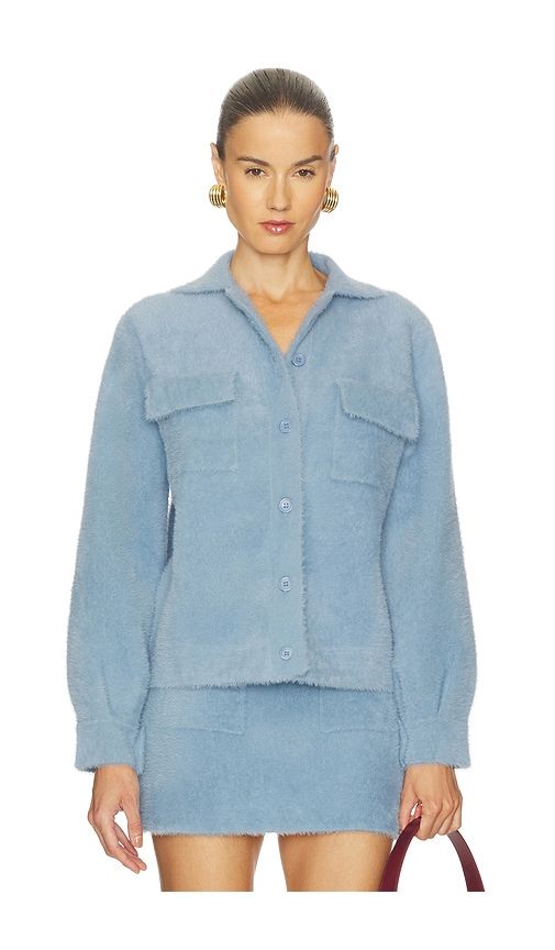 Fuzzy Sweater Cargo Jacket in Baby Blue. - size S (also in M, L) - Susana Monaco - Modalova