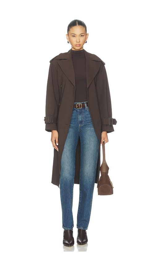 Double Knit Trench Coat in Chocolate. - size S (also in XL) - Susana Monaco - Modalova