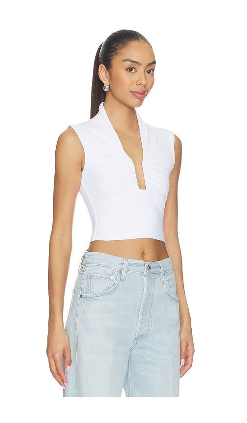 Square Wire Gathered Sleeveless Top in White. - size L (also in M, S, XS) - Susana Monaco - Modalova