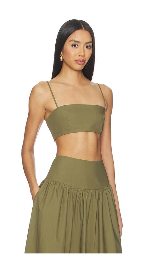 X REVOLVE Poplin Crop String Top in Olive. - size L (also in M, S) - Susana Monaco - Modalova