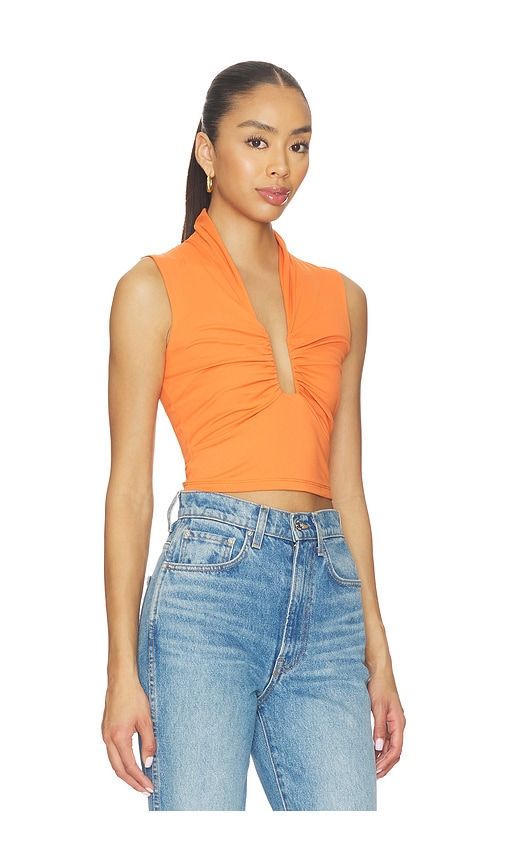 Square Gathered Sleeveless Top in Orange. - size S (also in XS) - Susana Monaco - Modalova
