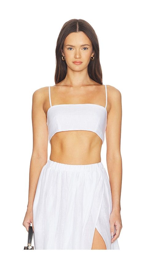 Solid Linen Tie Back Top in White. - size M (also in S, XL, XS) - Susana Monaco - Modalova
