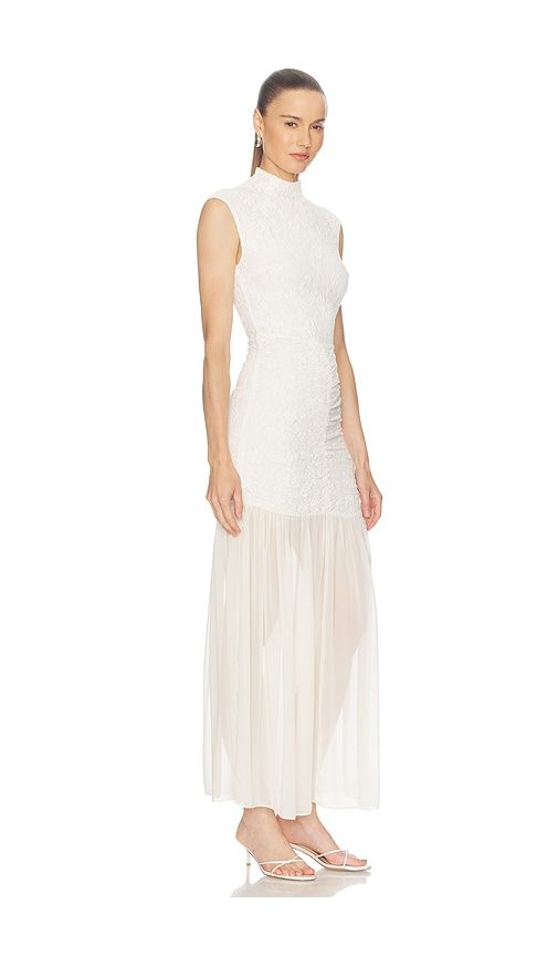 Lace Ruched Maxi Dress in White. - size 32 (also in 34, 36, 38, 40, 46) - ROTATE - Modalova