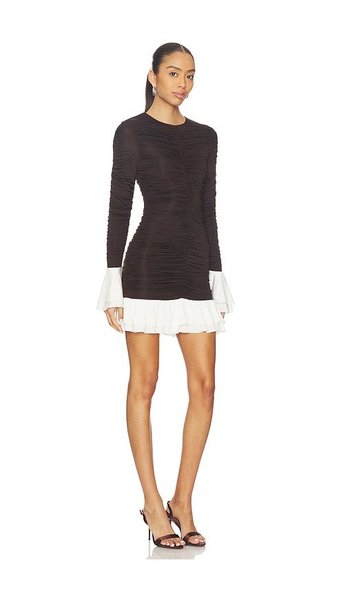 Mini Ruched Long Sleeve Dress in Brown. - size 32 (also in 34) - ROTATE - Modalova