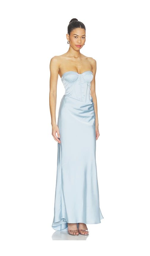 Satin Corset Maxi Dress in Baby Blue. - size 34 (also in 36, 38, 40) - ROTATE - Modalova