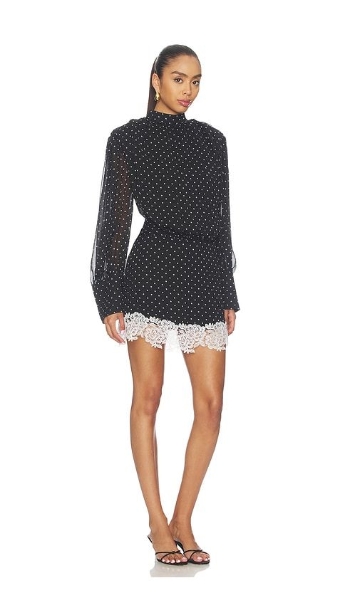 Mini Dress Longsleeve Lace Detail in Black. - size 40 (also in 42) - ROTATE - Modalova