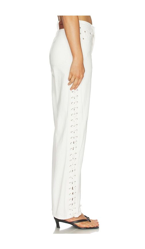 Loose Fit Laced Jeans in White. - size 24 (also in 25, 26, 28) - ROTATE - Modalova