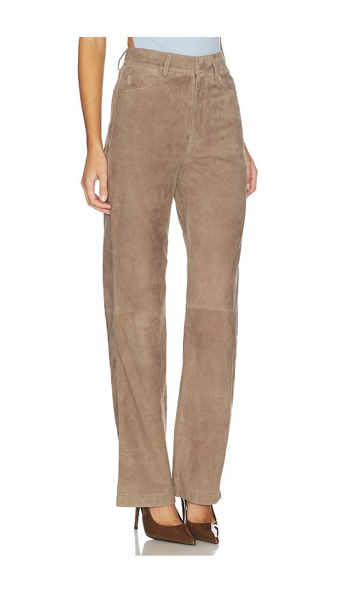 Straight Suede Pants in Brown. - size 40 (also in 44, 46) - ROTATE - Modalova