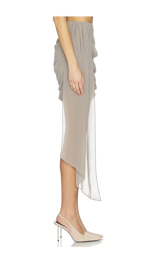 Chiffon Draped Skirt in Taupe. - size 32 (also in 34, 36, 38) - ROTATE - Modalova