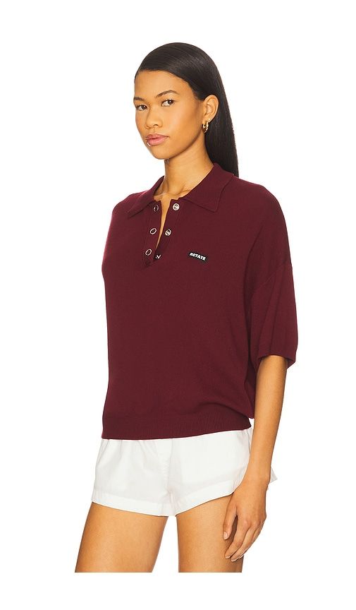 Slinky Knit Polo in Burgundy. - size L (also in M, S, XS) - ROTATE - Modalova