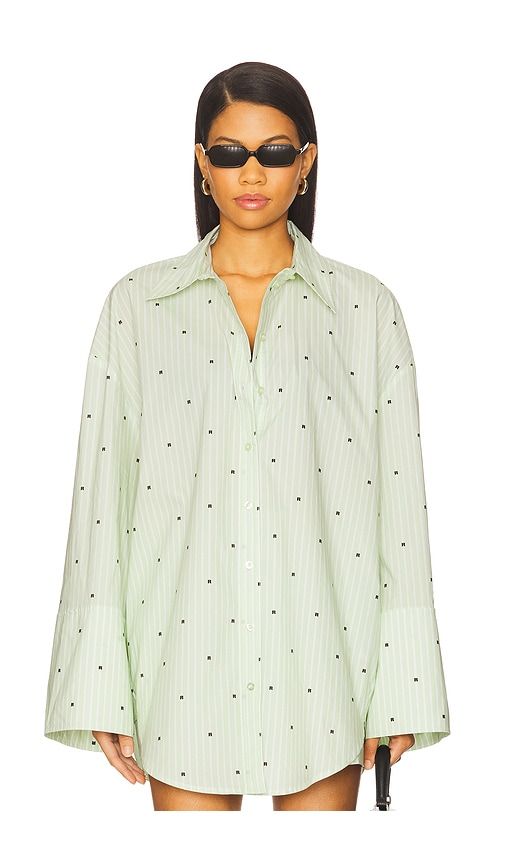 Poplin Oversized Shirt in Green. - size 36 (also in 38, 42) - ROTATE - Modalova