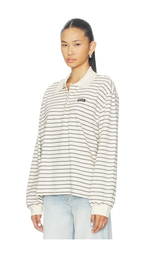 Pique Long Sleeve Polo in Ivory. - size M (also in S, XS) - ROTATE - Modalova