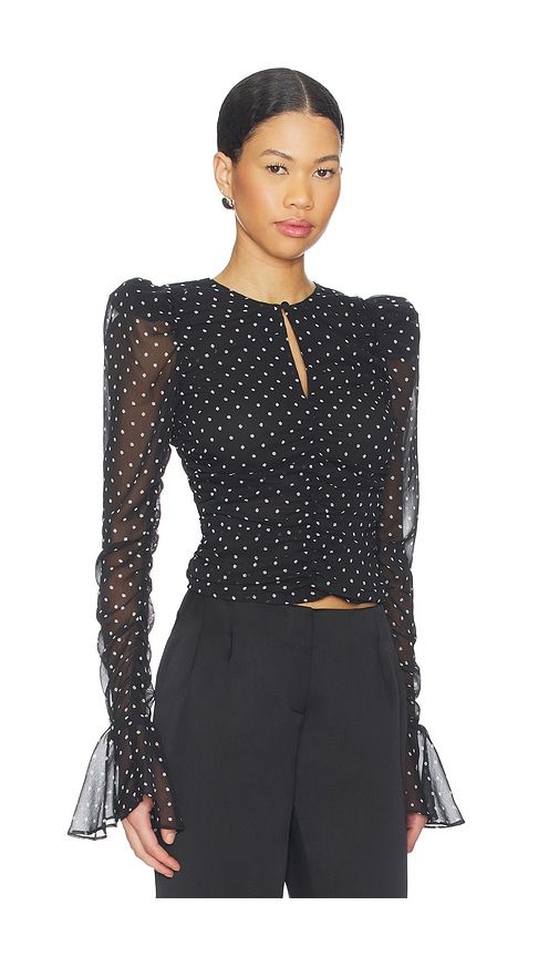 Chiffon Ruched Top in Black. - size 32 (also in 34, 36, 38, 40, 42) - ROTATE - Modalova