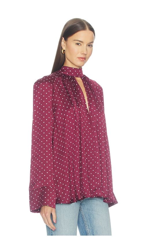 Dot Satin Bow Shirt in Wine. - size 32 (also in 34, 36, 38, 40) - ROTATE - Modalova