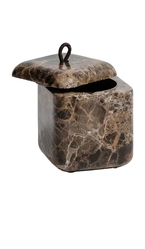 Marble Lidded Vanity Jar in MarrÃ³n Emperador in Brown - The Favorites - Modalova