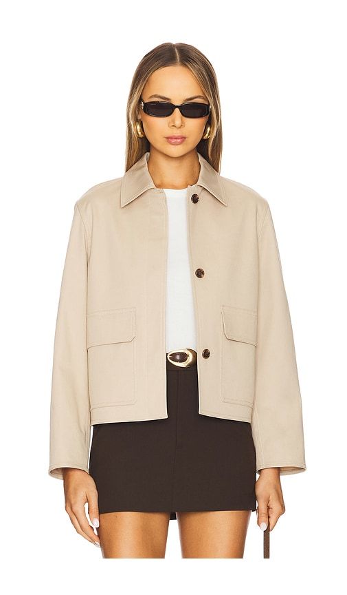Patch Boxy Jacket in Taupe. - size L (also in XL) - Theory - Modalova