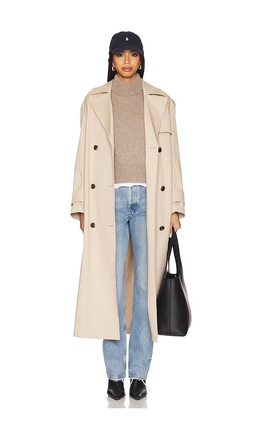 Oversized Double Button Trench in Taupe. - size L (also in S, XL) - Theory - Modalova
