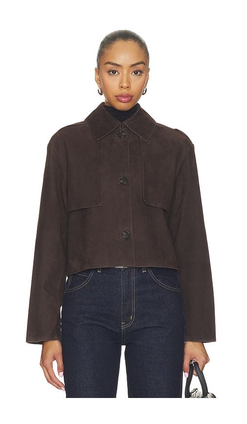 Crop Trench Jacket in Brown. - size L (also in M, S) - Theory - Modalova