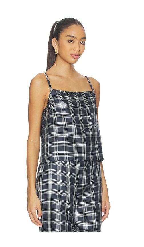 Bind Strap Plaid Top in Navy. - size L (also in S) - Theory - Modalova
