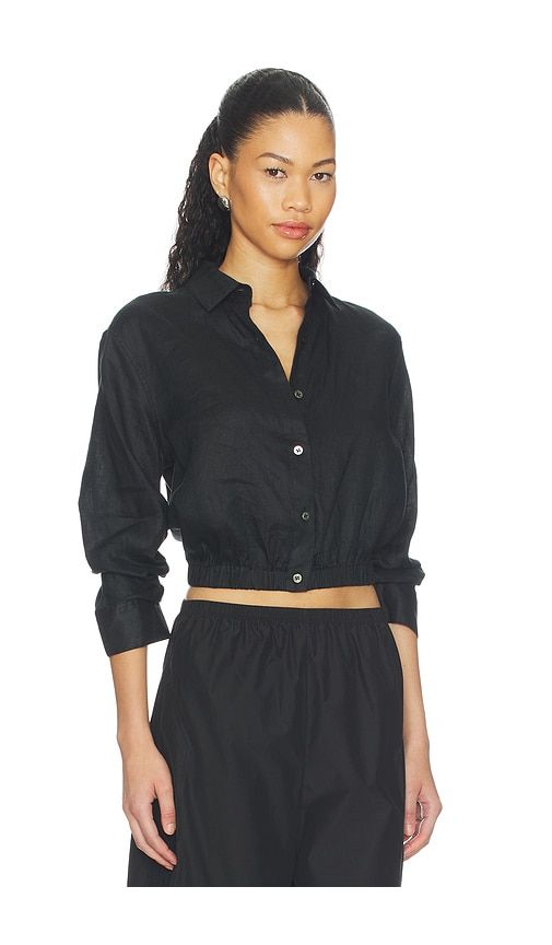 Linen Fixed Sleeve Cropped Shirt in . - size L (also in M, S, XL) - Theory - Modalova