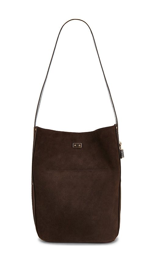 Lock Suede Slim Bucket Bag in Chocolate - Tory Burch - Modalova