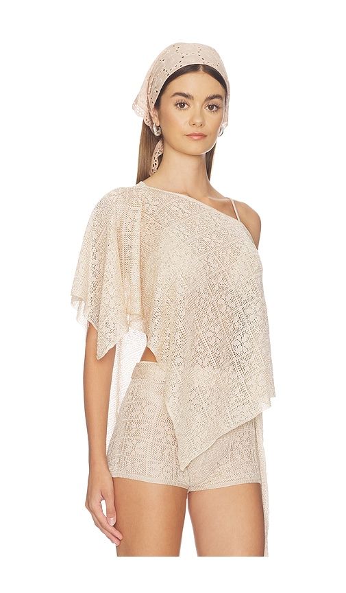 Fern Crochet Poncho in Beige - Tiger Mist - Modalova