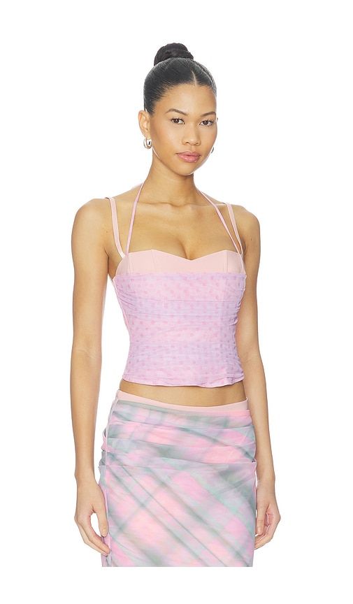 Caline Ruched Corset Top in Pink. - size L (also in M, S, XL, XS) - Tiger Mist - Modalova