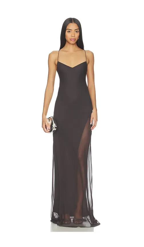 Cami Gown With Slit And Cape in Charcoal. - size 4 (also in 8) - The Sei - Modalova