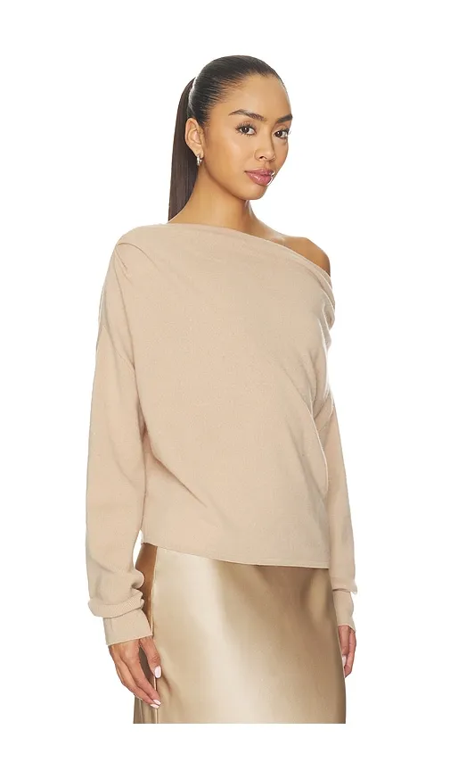 Long Sleeve Assymetrical Drape Sweater in Nude. - size L (also in M, S, XS) - The Sei - Modalova
