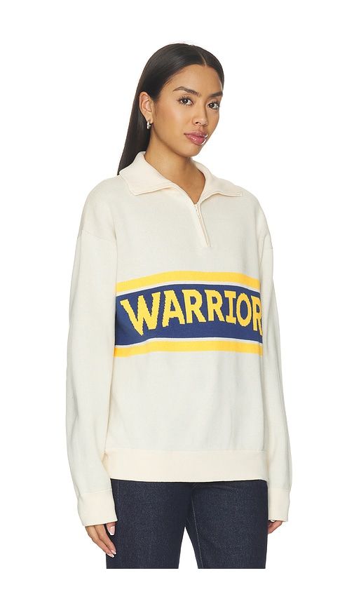 Golden State Warriors Team Stripe Quarter Zip Sweater in Cream. - size L (also in M, S, XS) - Terez - Modalova