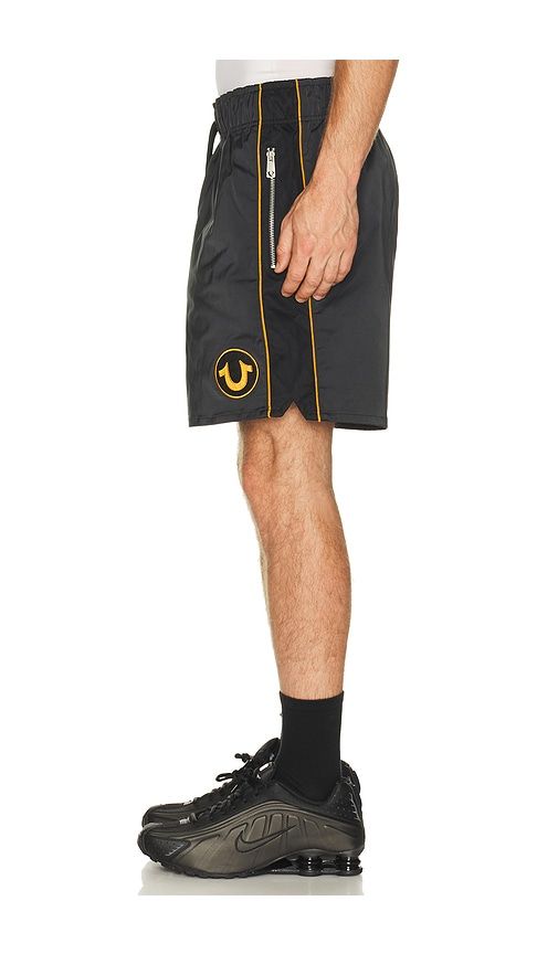 Mesh Block Satin Shorts in Black. - size L (also in M, S, XL/1X) - True Religion - Modalova