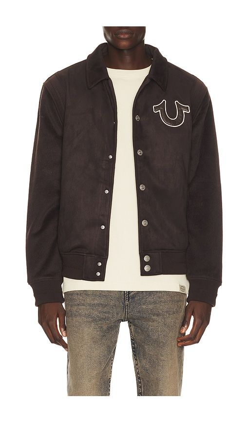 Suede Bomber Jacket in Brown. - size L (also in M, S, XL/1X) - True Religion - Modalova