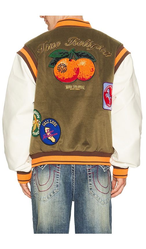 Garden Logo Retro Varsity Jacket in Olive. - size L (also in M, S, XL/1X) - True Religion - Modalova